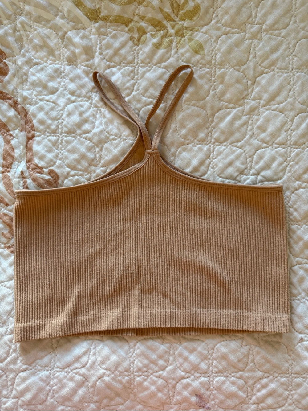 Suzette Collection Ribbed Crop Tank in Light Tan
